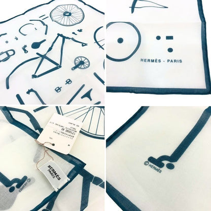 Hermes Handkerchief Cotton Carre 90 Mouchoir Imprime Kit Velo Blanc White — view 3