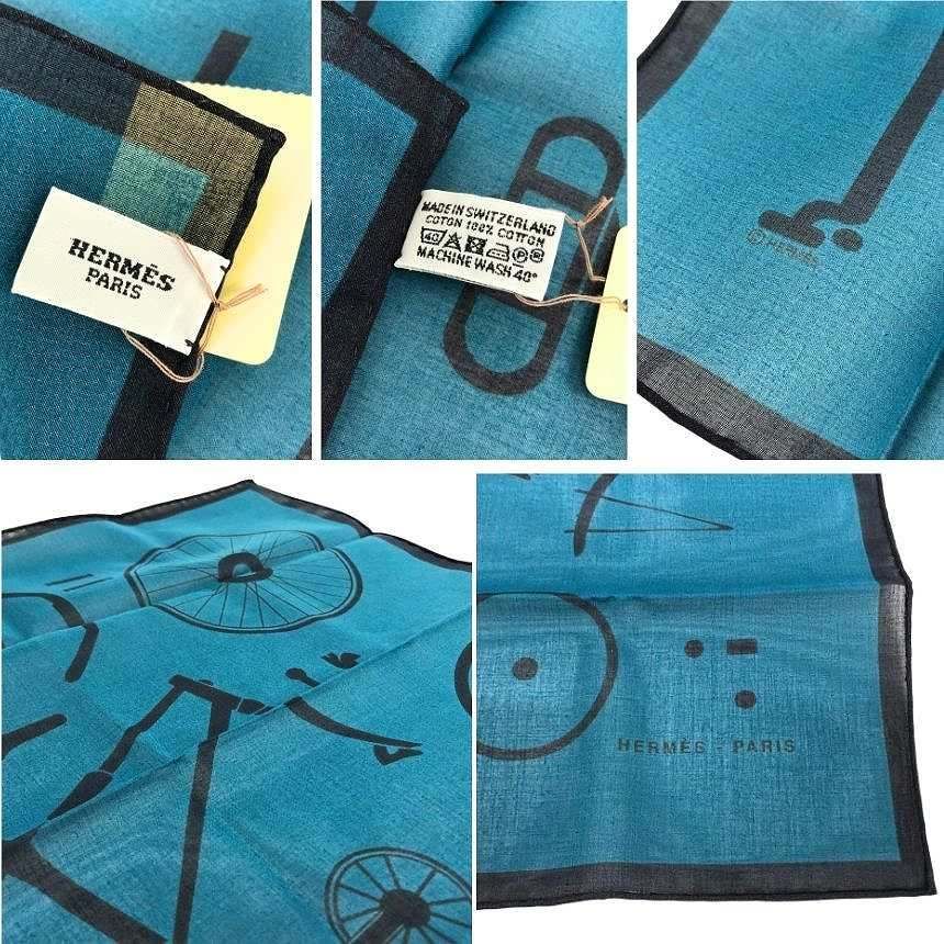 Hermes Handkerchief Cotton Carre Mouchoir Imprime Kit Velo Cobalt Blue Bandana — view 3