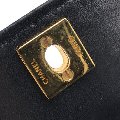 Chanel CC Logo Mini Quilted Lambskin Leather Chain Shoulder Bag Black — view 8