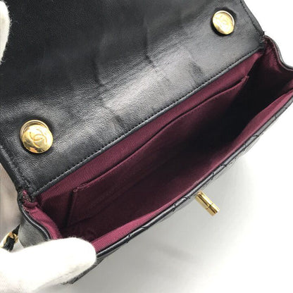 Chanel CC Logo Mini Quilted Lambskin Leather Chain Shoulder Bag Black — view 7