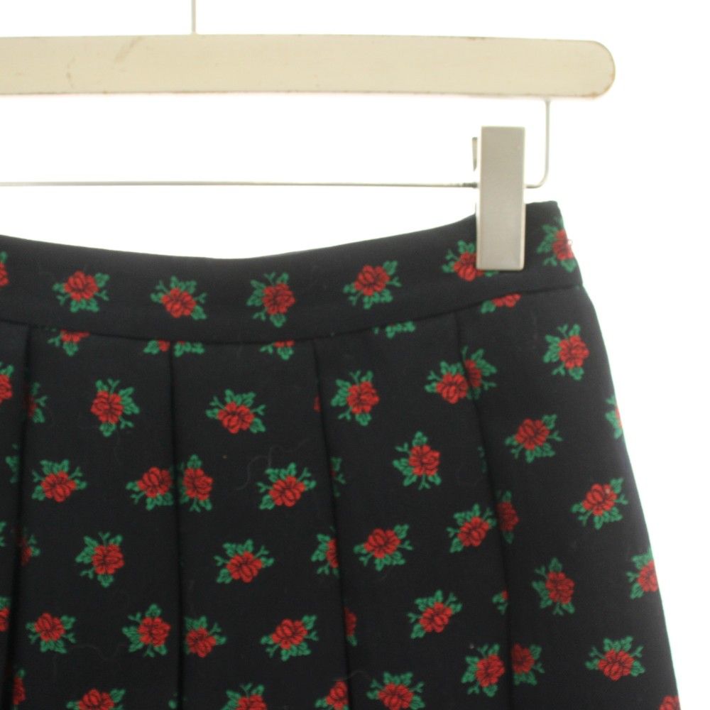 Gucci Pleated Skirt Knee Length Floral Jacquard Wool Blend 36 Navy HN — view 3