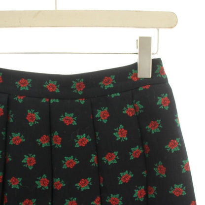 Gucci Pleated Skirt Knee Length Floral Jacquard Wool Blend 36 Navy HN — view 3