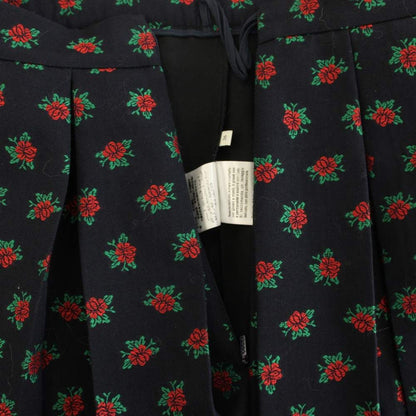 Gucci Pleated Skirt Knee Length Floral Jacquard Wool Blend 36 Navy HN — view 4