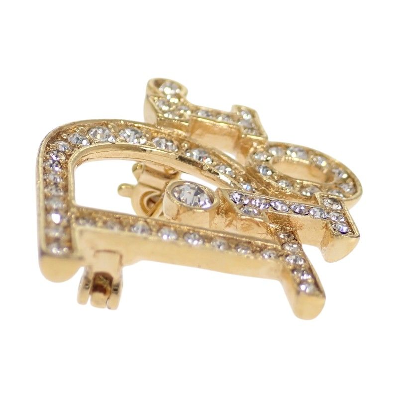 Dior Logo Brooch Metal Rhinestone Gold — view 3