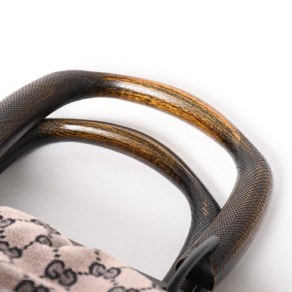 Gucci Handbag Wood Handle GG Canvas Black Pink Brown — view 6