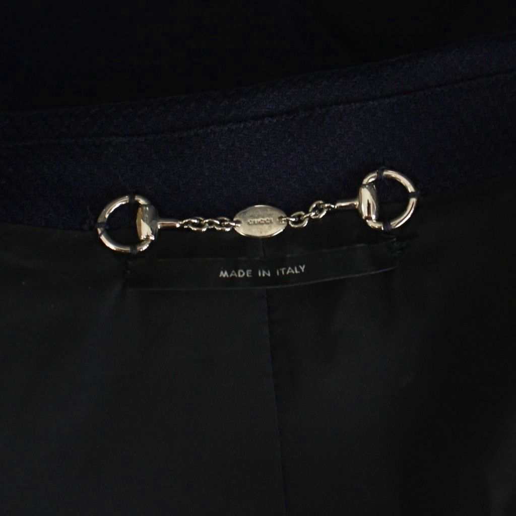 Gucci Jacket Top 38 Navy Single Breasted Long Sleeve AP — view 5