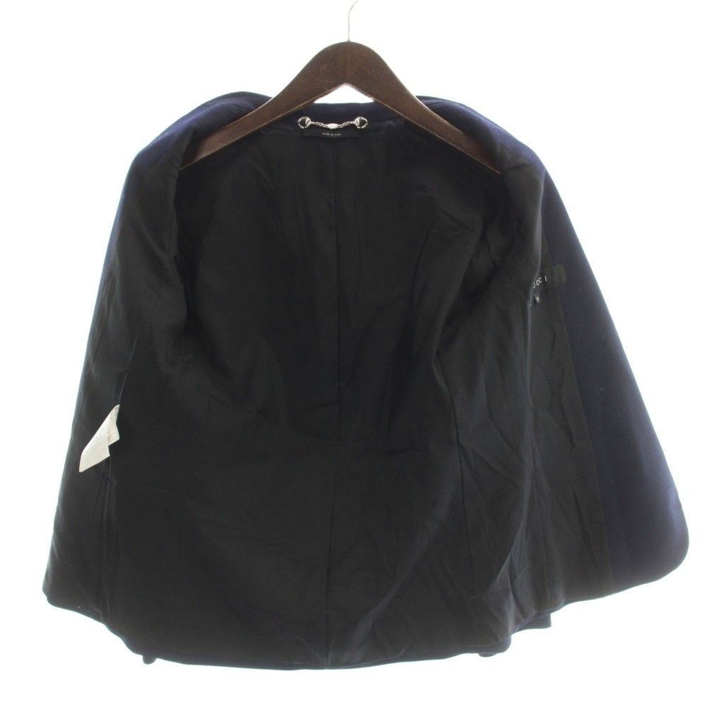 Gucci Jacket Top 38 Navy Single Breasted Long Sleeve AP — view 4