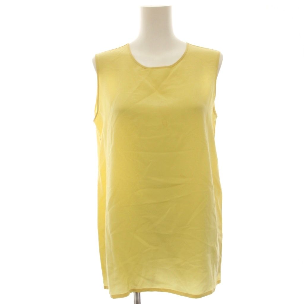 Chanel Blouse Shirt Sleeveless Silk 38 Yellow HN