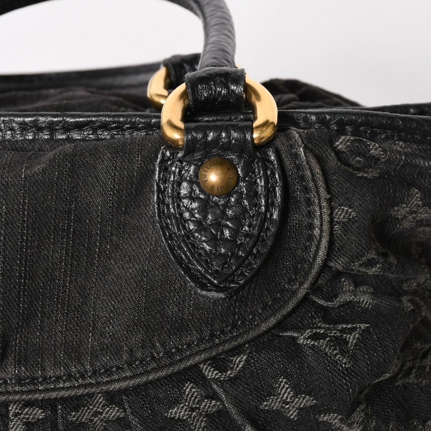 Louis Vuitton Neo Cabby MM 2-Way Bag Monogram Denim Black Gold — view 7