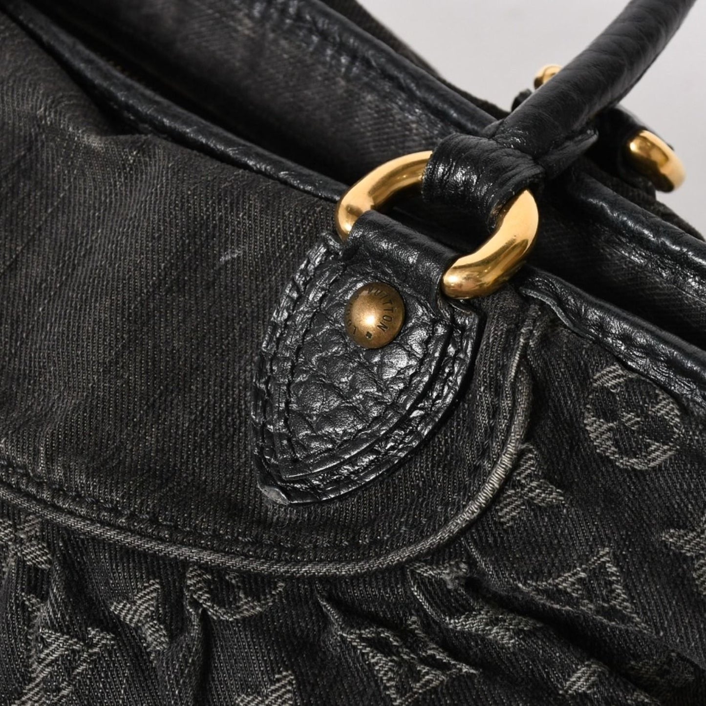 Louis Vuitton Neo Cabby MM 2-Way Bag Monogram Denim Black Gold — view 6