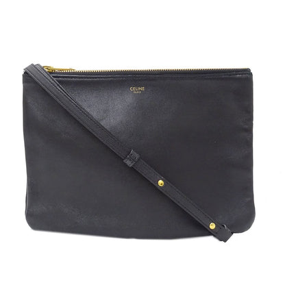 Celine Shoulder Bag Trio Large Leather Black Going Out Adults Simple