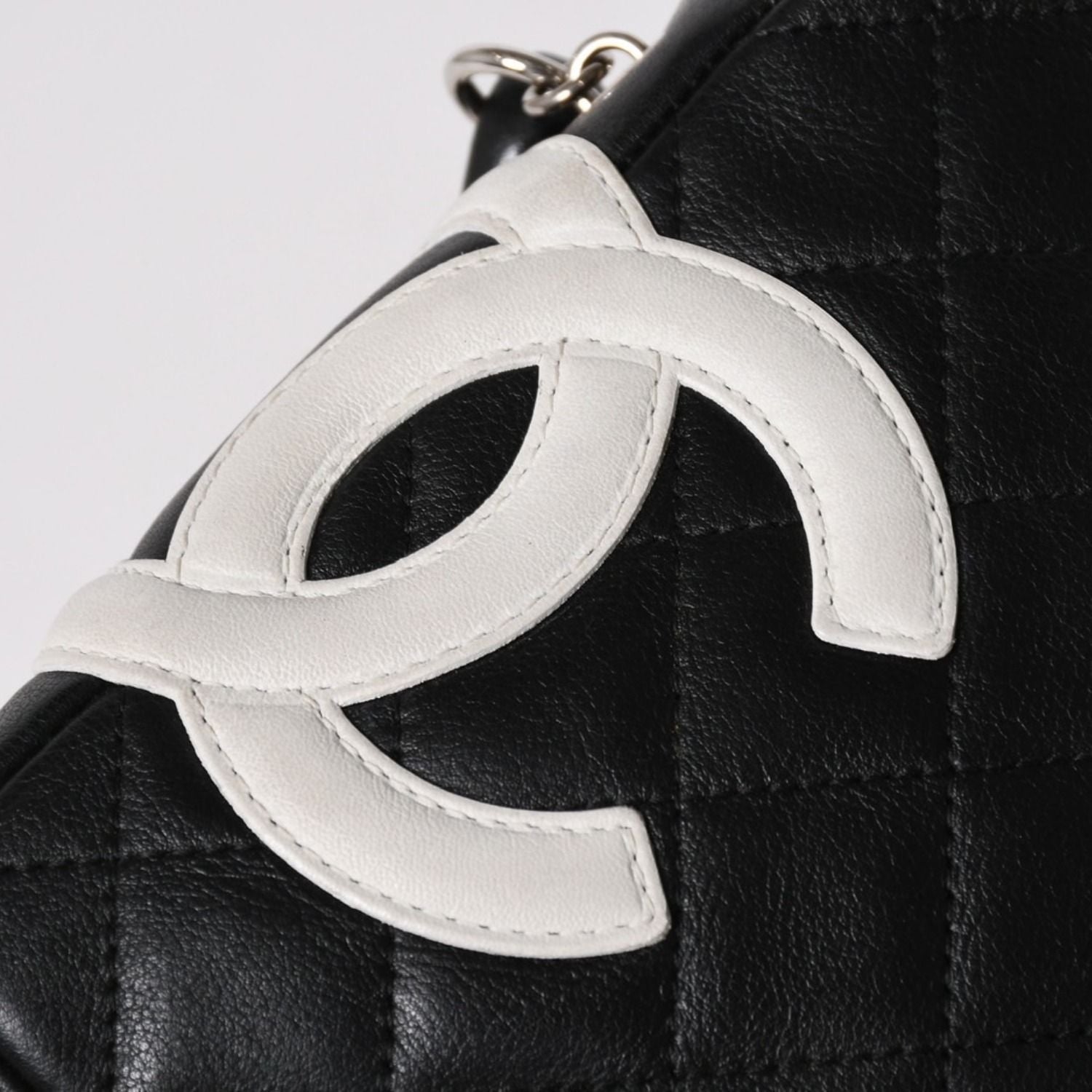 Chanel Mini Cambon Shoulder Bag Medium Pochette Black White Lambskin — view 7