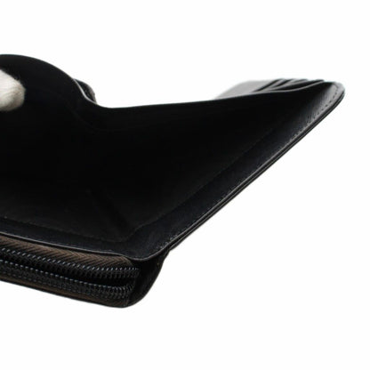 Prada Triangular Plate Bifold Wallet Zip Around Leather Black YM — view 5