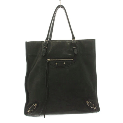 Balenciaga the Paper Tote Leather with Mirror Black