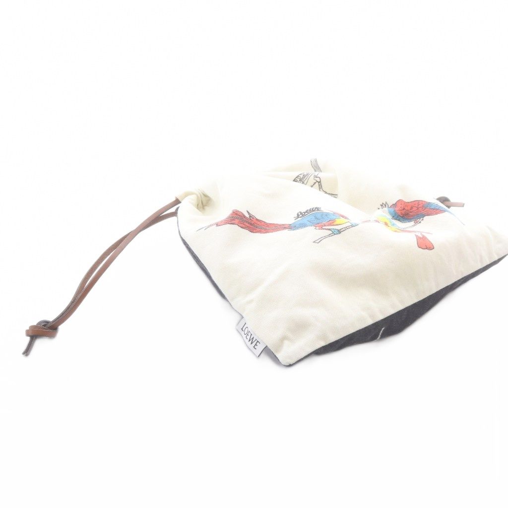 Loewe Paulas Ibiza Drawstring Pouch White Black — view 5