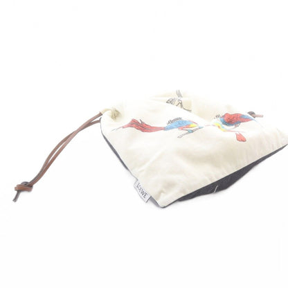 Loewe Paulas Ibiza Drawstring Pouch White Black — view 5