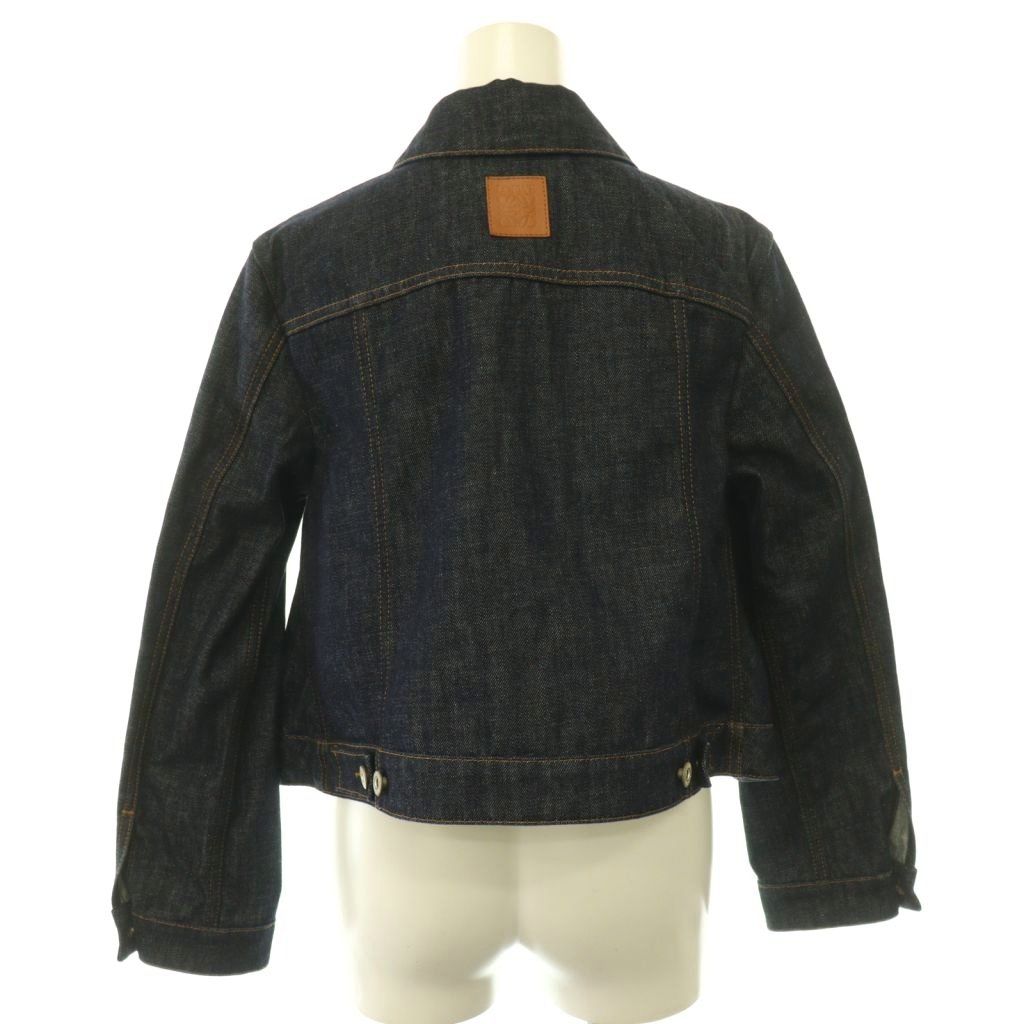 Loewe Short Trapeze Denim Jacket Soutien Collar Logo Button 34 Indigo CX — view 2