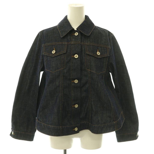 Loewe Short Trapeze Denim Jacket Soutien Collar Logo Button 34 Indigo CX