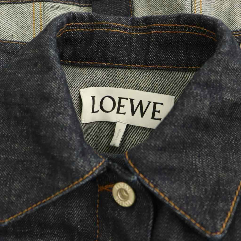 Loewe Short Trapeze Denim Jacket Soutien Collar Logo Button 34 Indigo CX — view 8