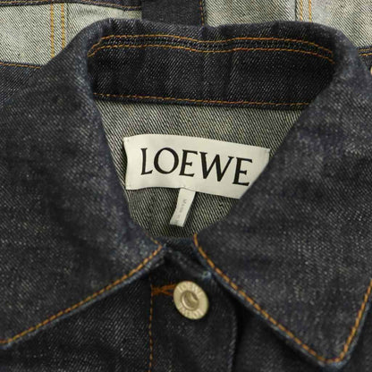 Loewe Short Trapeze Denim Jacket Soutien Collar Logo Button 34 Indigo CX — view 8