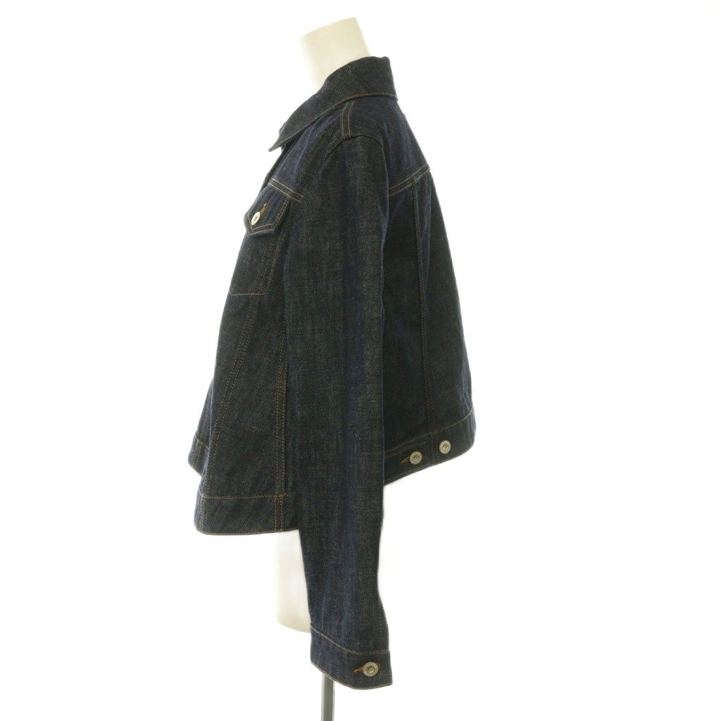 Loewe Short Trapeze Denim Jacket Soutien Collar Logo Button 34 Indigo CX — view 3
