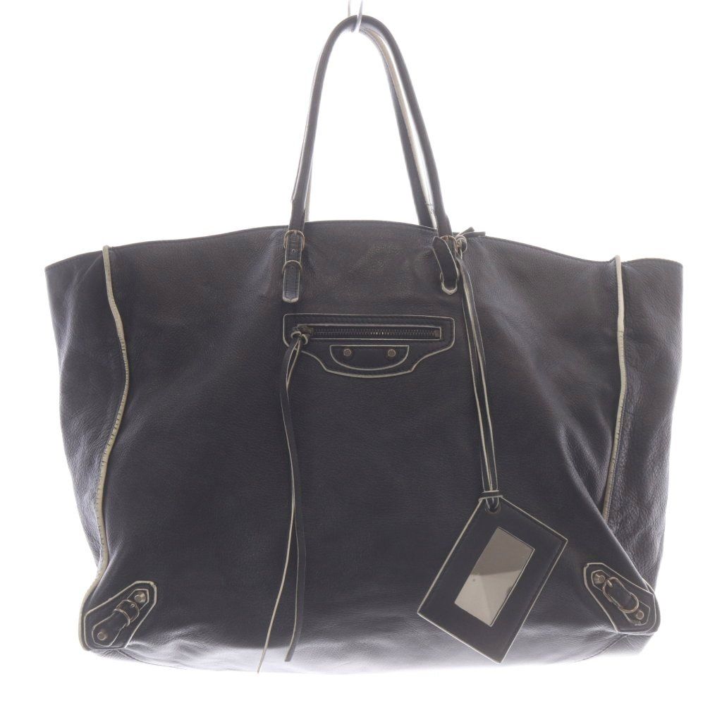 Balenciaga the Paper Leather Tote Black