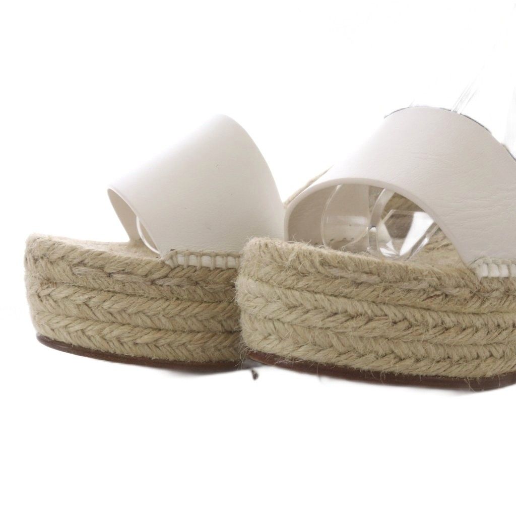 Hermes Tipoli Sandals Wedge Sole Espadrilles Kelly Ankle Strap Leather Brown 38 — view 5