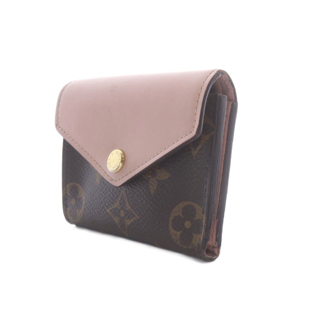Louis Vuitton Portefeuille Zoe Trifold Wallet Brown Pink Snap Button Closure — view 3