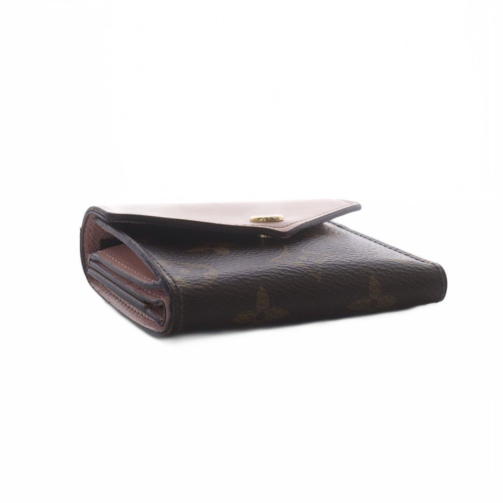 Louis Vuitton Portefeuille Zoe Trifold Wallet Brown Pink Snap Button Closure — view 4