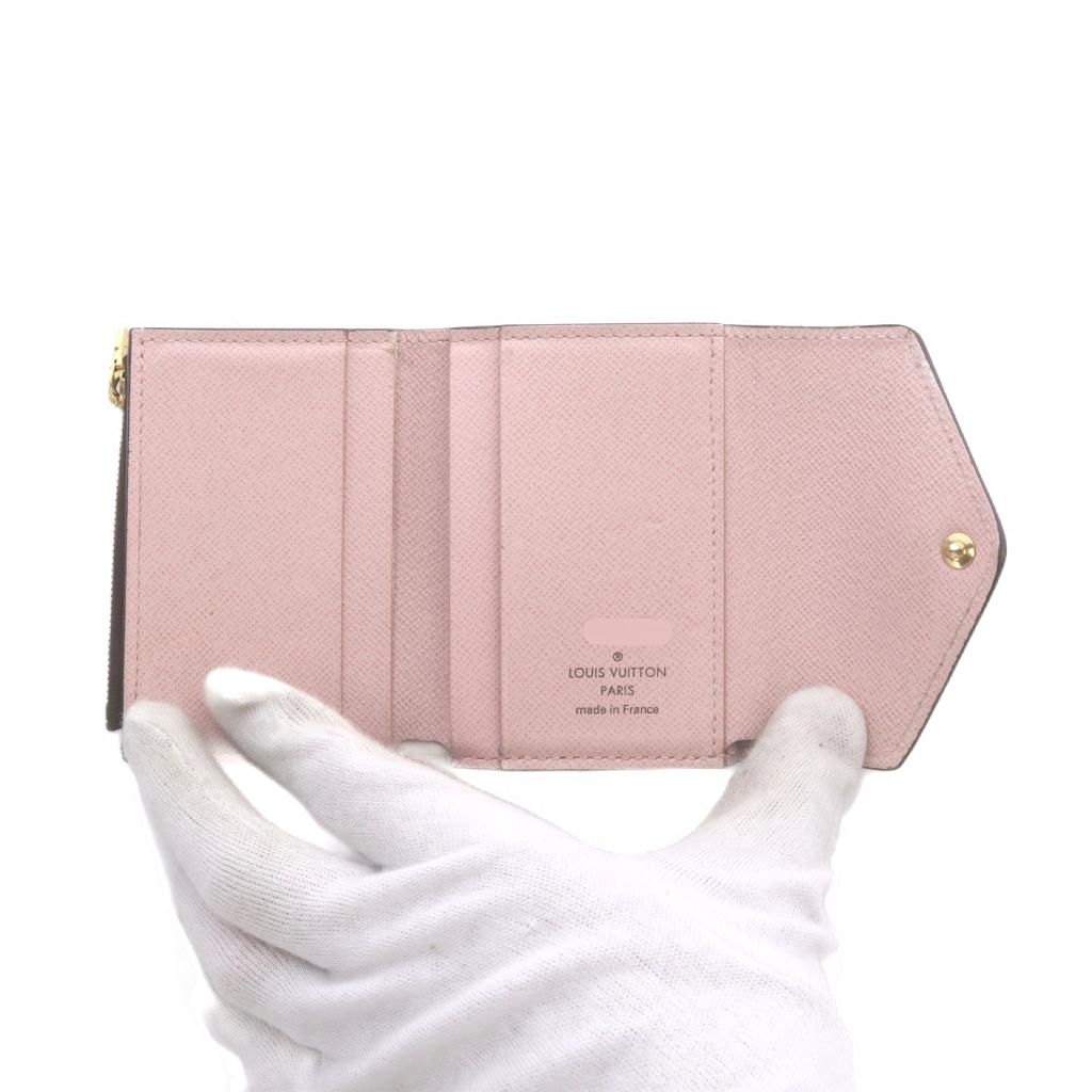 Louis Vuitton Portefeuille Zoe Trifold Wallet Brown Pink Snap Button Closure — view 5