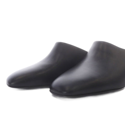 Hermes Christie Mules Chunky Heel Square Toe Leather Black 37 — view 5