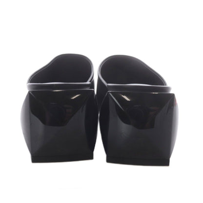 Hermes Christie Mules Chunky Heel Square Toe Leather Black 37 — view 3
