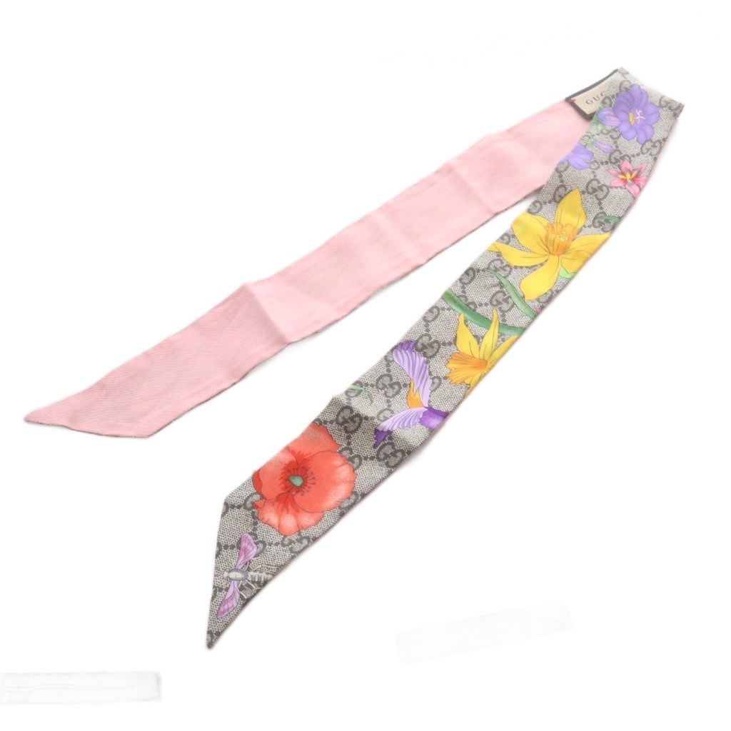 Gucci Scarf Neck Bow GG Flora Beige Pink — view 4