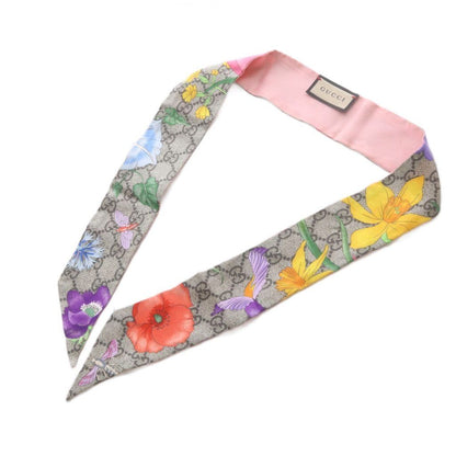 Gucci Scarf Neck Bow GG Flora Beige Pink