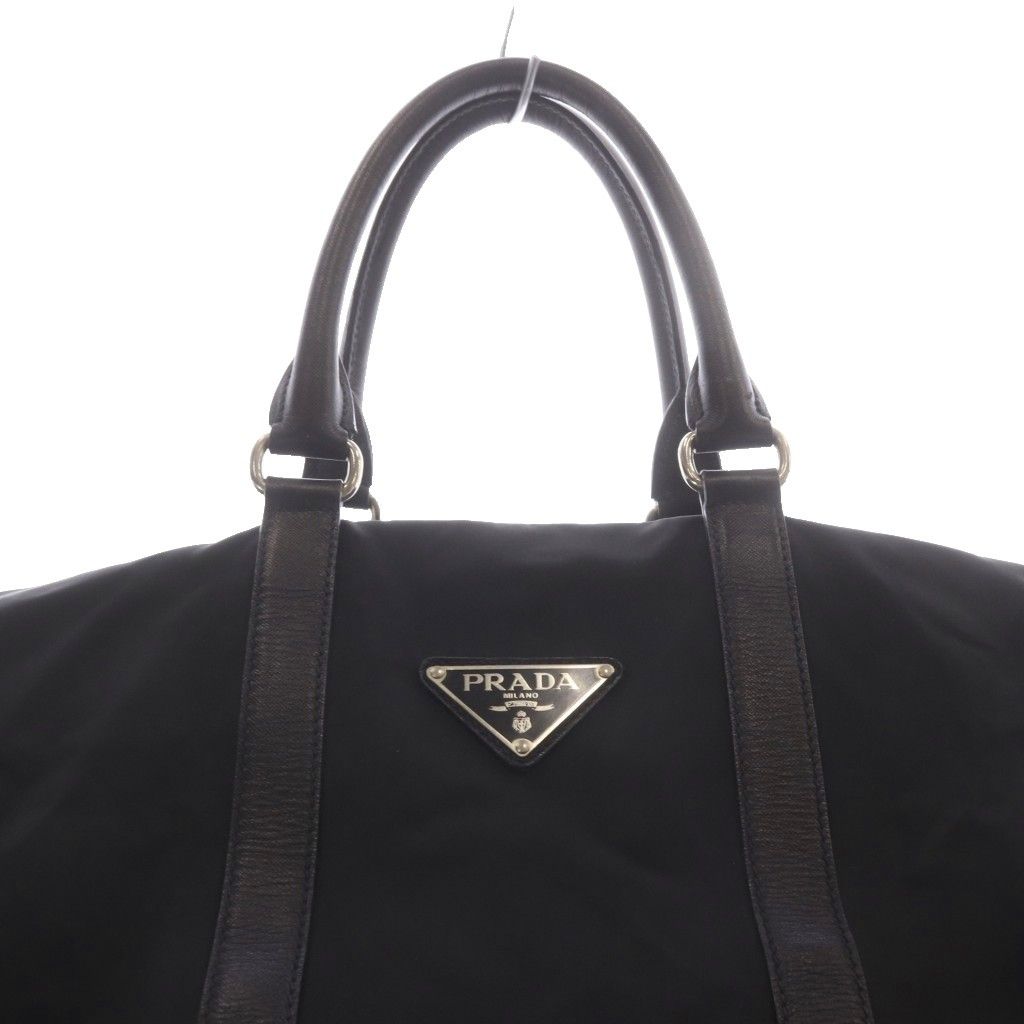 Prada Tessuto Plate Boston Bag Black — view 4