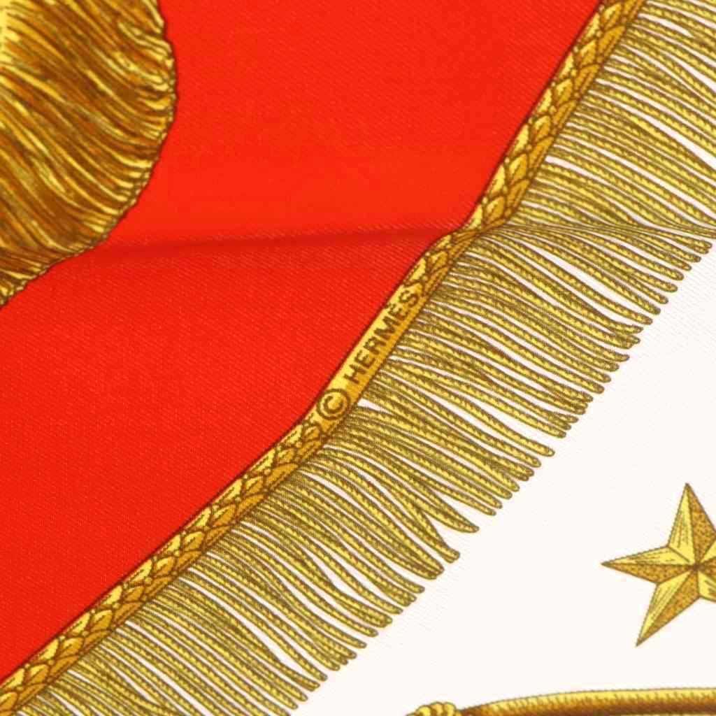 Hermes Scarf Carre 90 Poste Et Cavalerie Silk Red White — view 7