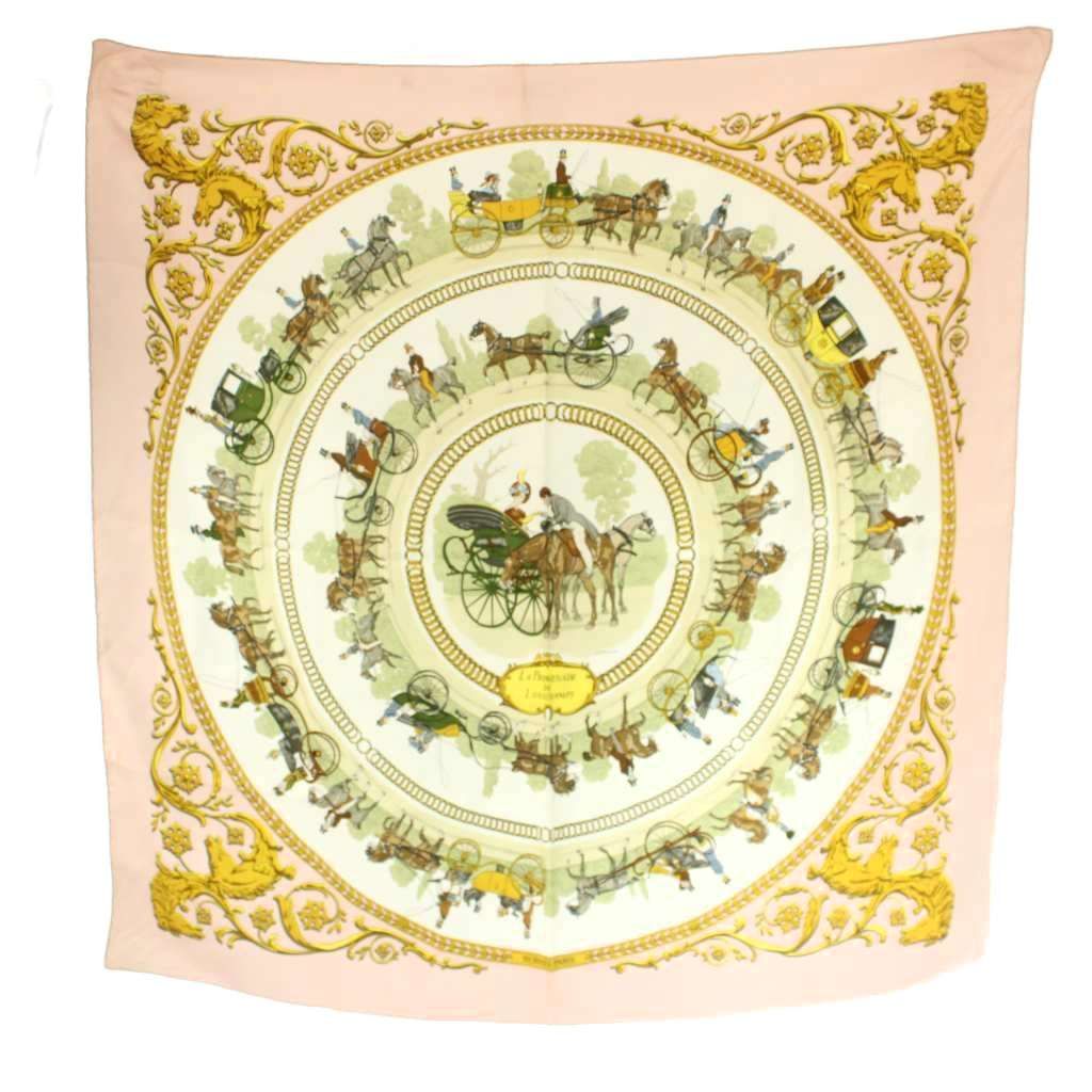 Hermes la Promenade de Longchamps Walk to Long Chien Carre 90 Scarf All Over