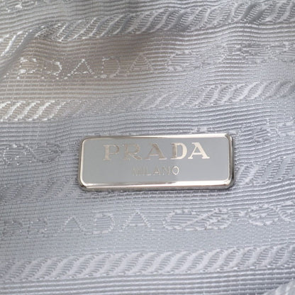Prada White Tag Tessuto Nylon Triangle Logo Leather Shoulder Bag — view 8