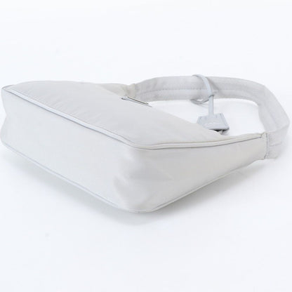 Prada White Tag Tessuto Nylon Triangle Logo Leather Shoulder Bag — view 4
