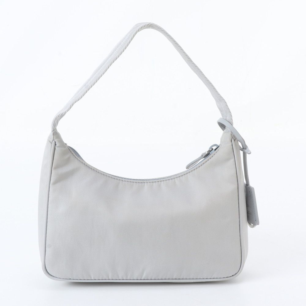 Prada White Tag Tessuto Nylon Triangle Logo Leather Shoulder Bag — view 3