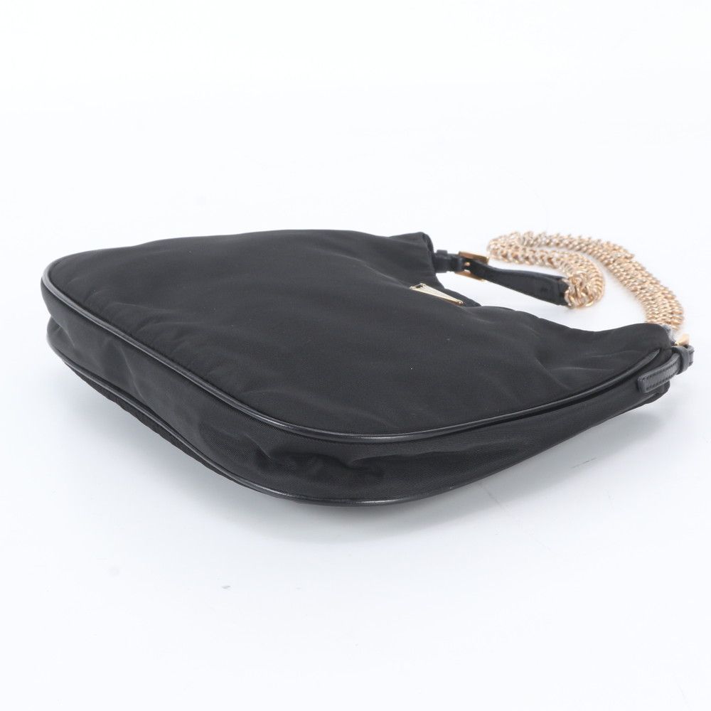 Prada White Tessuto Nylon Triangle Logo Leather Shoulder Bag — view 4