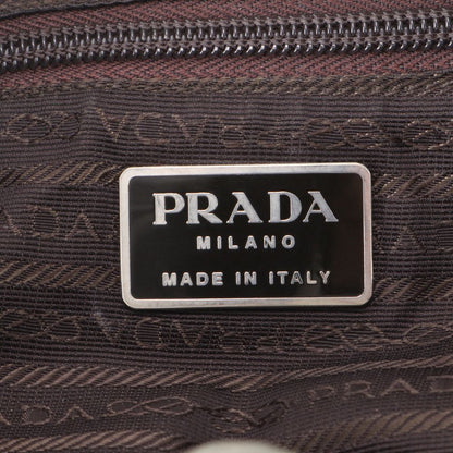 Prada White Tessuto Nylon Triangle Logo Leather Backpack — view 8