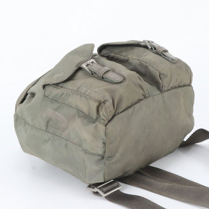 Prada White Tessuto Nylon Triangle Logo Leather Backpack — view 5