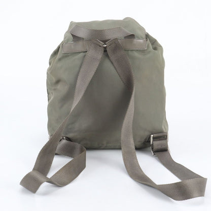 Prada White Tessuto Nylon Triangle Logo Leather Backpack — view 3