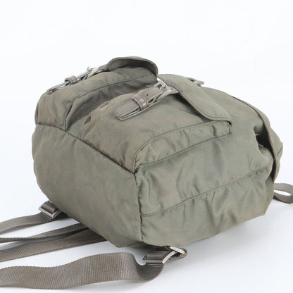 Prada White Tessuto Nylon Triangle Logo Leather Backpack — view 4
