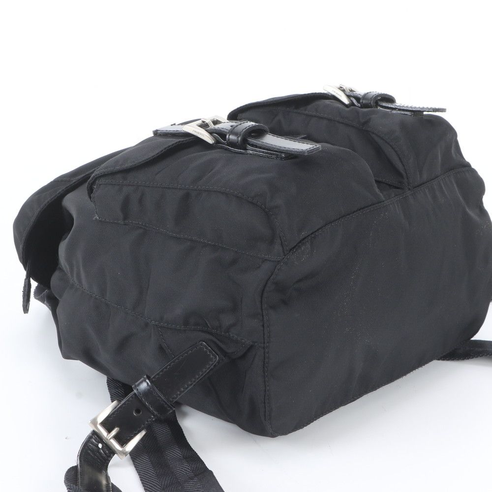 Prada White Tessuto Nylon Triangle Logo Leather Backpack — view 4