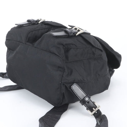 Prada White Tessuto Nylon Triangle Logo Leather Backpack — view 3