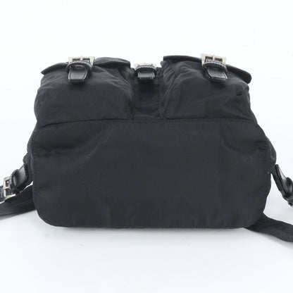 Prada White Tessuto Nylon Triangle Logo Leather Backpack — view 5