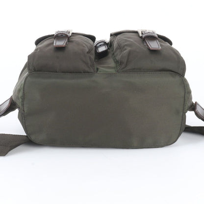 Prada White Tessuto Nylon Triangle Logo Leather Backpack — view 6