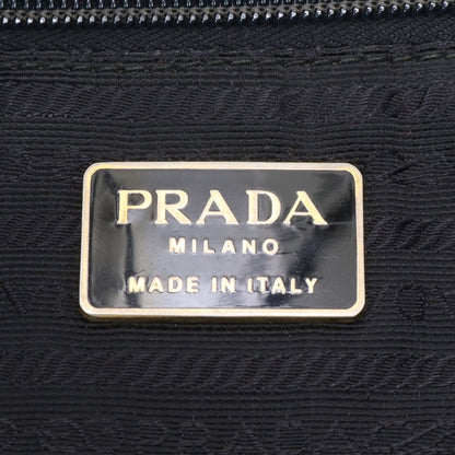 Prada White Tessuto Nylon Triangle Logo Croco Embossed Leather Tote Shoulder — view 8